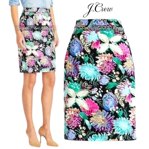 J. Crew Dresses & Skirts - J.Crew vibrant floral stretch cotton sateen pencil skirt *shop@iamwarrior
